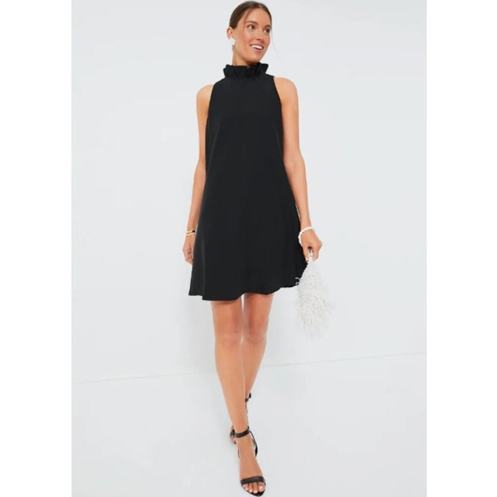 Tuckernuck Black Blythe Dress Sleeveless Bow Detail Flowy Mini Party Dress, XS